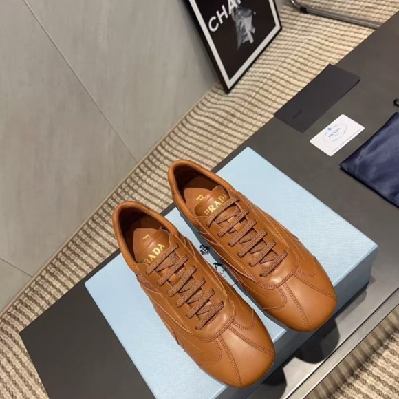 Prada Women's Tan Leather Sneakers - Picture 5 of 9